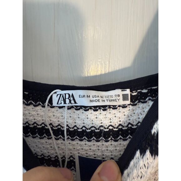 Zara Black and White Knit Midi Dress Size M - Picture 3 of 6